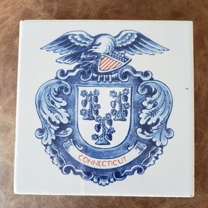 Tile of Connecticut State Emblem, pre-owned, signed, vintage